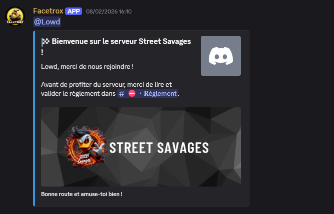 Facetrox — bot d'accueil Discord pour le serveur Street Savages