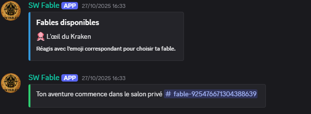 SW Fable — bot d'aventures textuelles interactives sur Discord